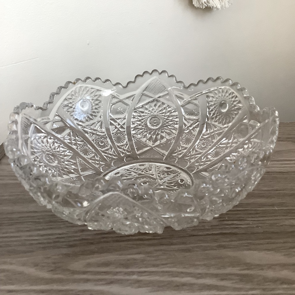 Imperial Glass Clear Pressed Glass bowl with Sawtooth Edge arches
